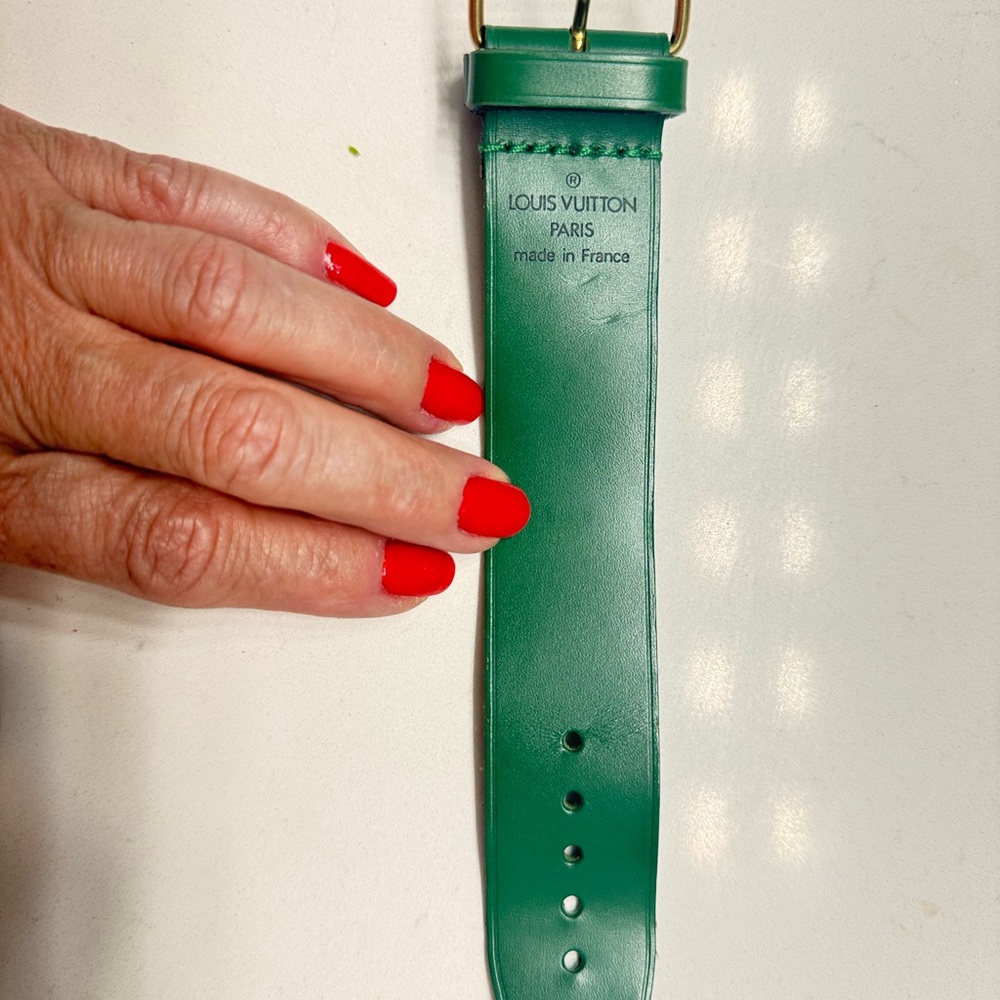 Louis Vuitton Emerald Green Leather Watch Strap